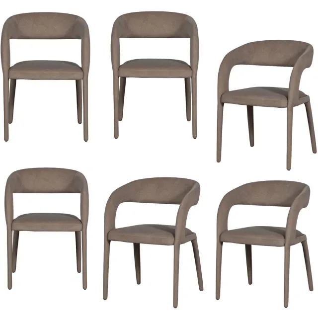 vtwonen Arms Eetkamerstoelen - Polyester - Bruin - Set van 6