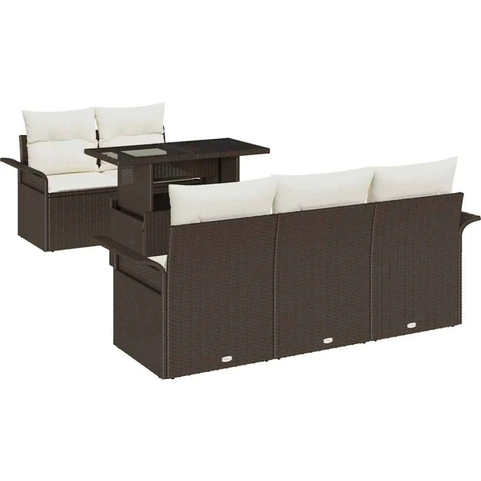 vidaXL Tuin Sofa Set 6 st Bruin [Synthetisch]: Poly Rattan