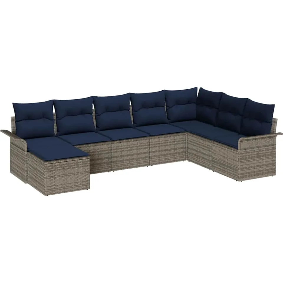 vidaXL Tuin Sofa Set 8 st Lichtgrijs Poly riet
