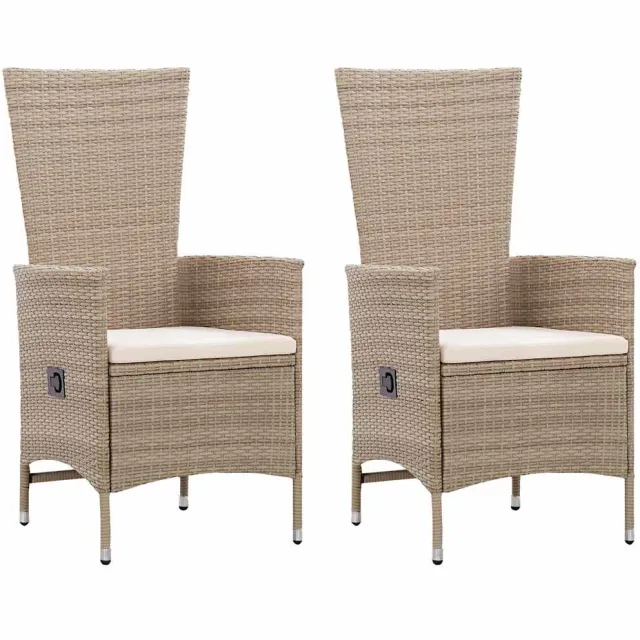 vidaXL Tuinstoelen 2 st met kussens poly rattan beige