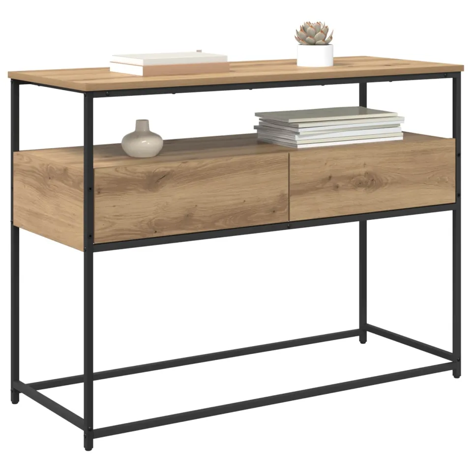 vidaXL Wandtafel Artisan Eiken 100 x 40 x 75 cm Bewerkt hout Bruin