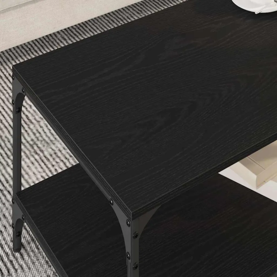 vidaXL Salontafel Zwart Eiken 82 x 50 x 40 cm Bewerkt hout, foto 4