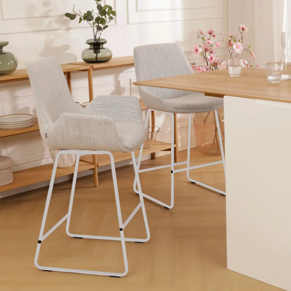 Nolon Nino-Eef barkruk beige gemêleerd - wit onderstel - 65 cm, foto 2