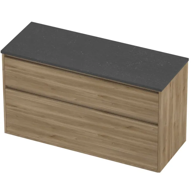 Proline Deck Badmeubelset Hardsteen Greeploos 2 Laden 120x46x67 cm Blue Stone Cider Oak Eiken