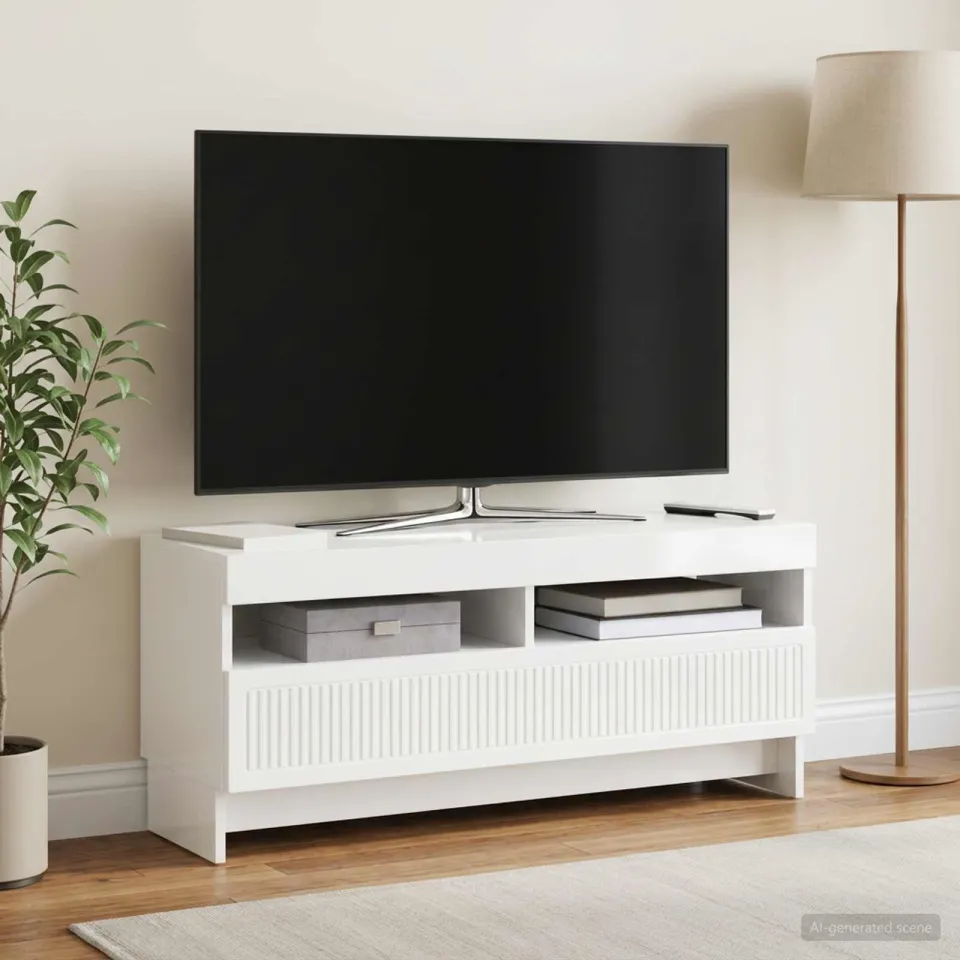 vidaXL LED tv-meubel EDE 100 x 35 x 43 cm Hoogglans Wit Bewerkt hout, foto 4