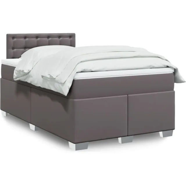 vidaXL Boxspring met matras kunstleer grijs 120x200 cm