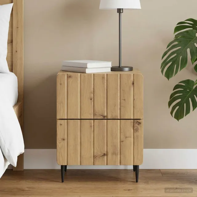 vidaXL Nachtkastje Artisanaal eiken 43 x 34,5 x 49,5 cm Bewerkt hout Bruin