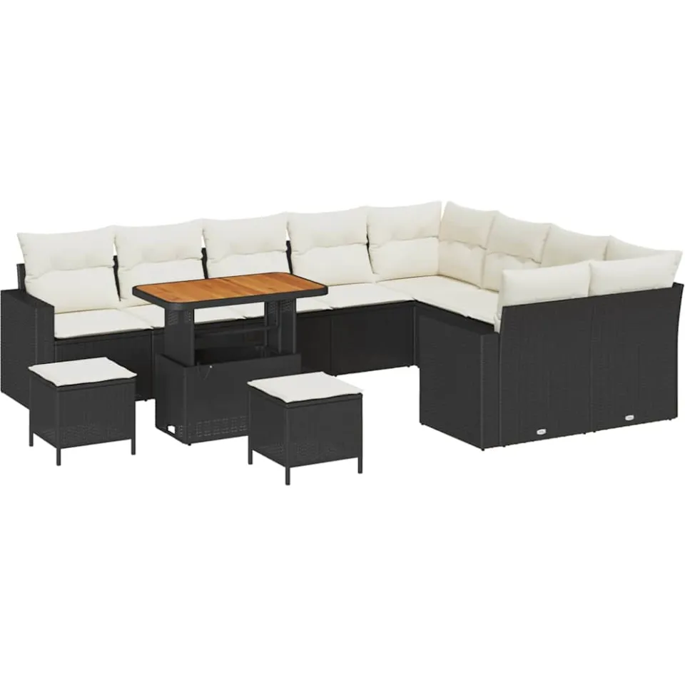 vidaXL Tuinbankenset 12 st Zwart poly rattan