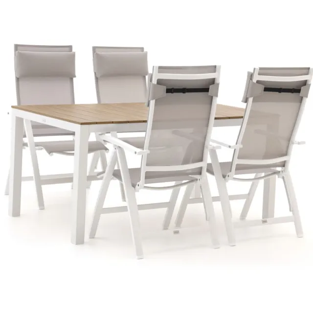 Bellagio tuinmeubelen Bellagio Avenza/Fidenza 160cm dining tuinset 5-delig verstelbaar wit, foto 2