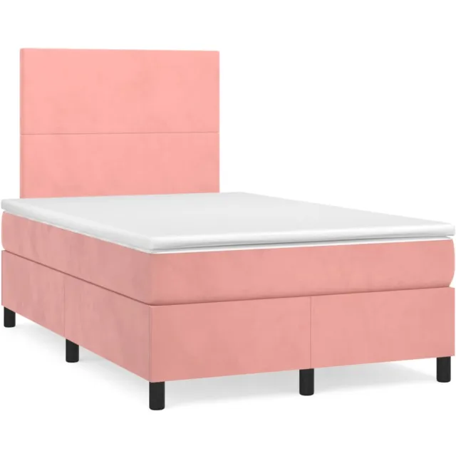 vidaXL Boxspring met matras en LED fluweel roze 120x190 cm