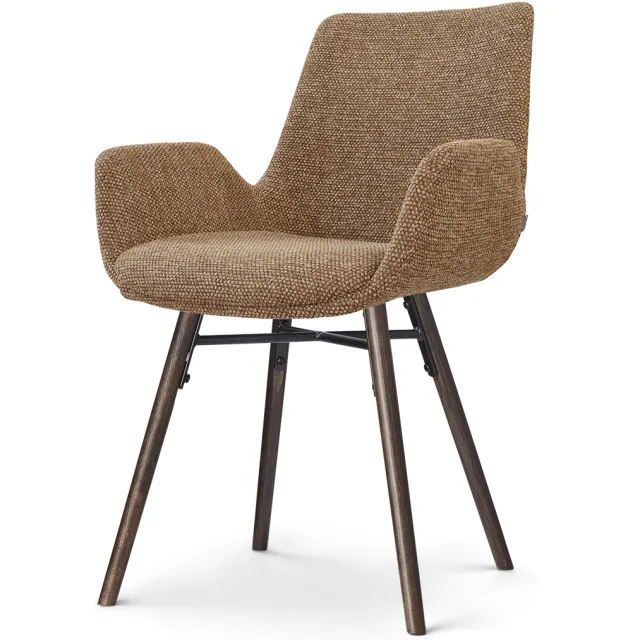 Nolon Nena-Eef eetkamerstoel bruin blend - walnoot houten onderstel, foto 2