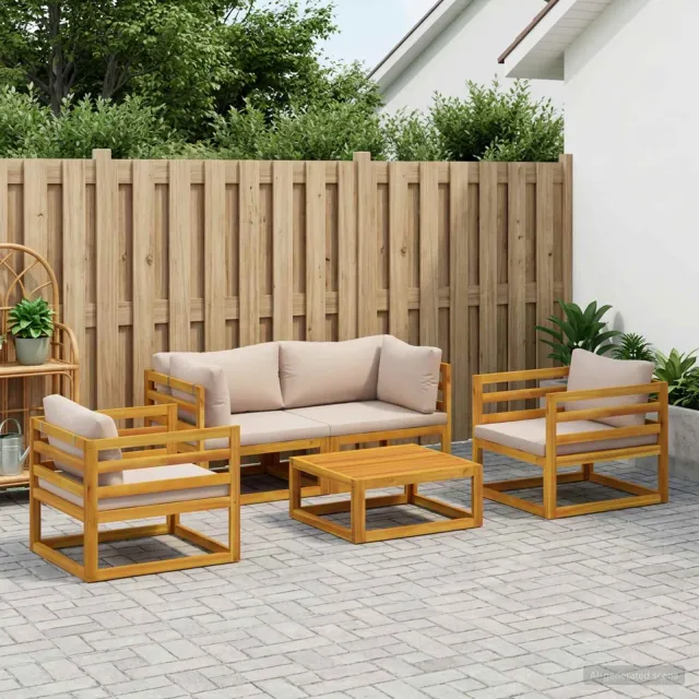 vidaXL 5-delige tuinloungeset modulair Naturel Massief Acaciahout Bruin