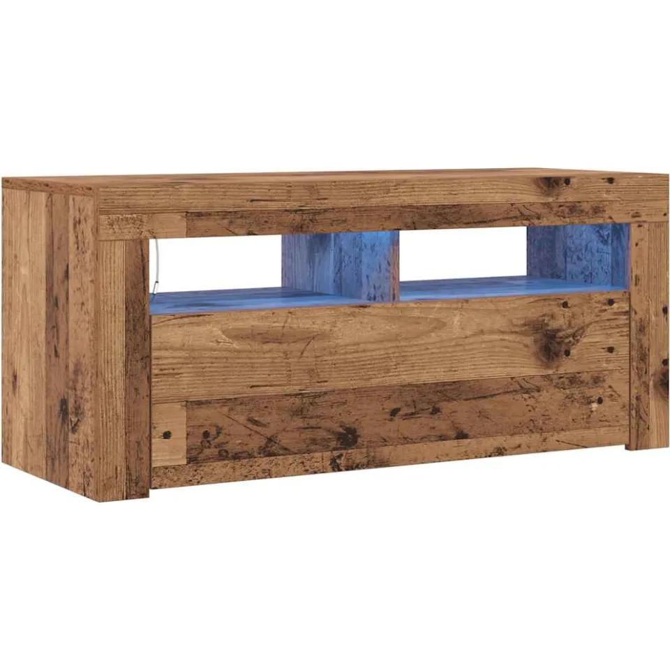 vidaXL Tv-meubel met LED 90x35x40 cm bewerkt hout oud hout Bruin