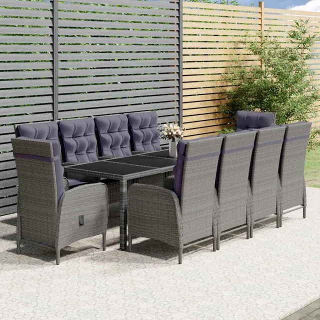 vidaXL 11-delige Tuinset poly rattan grijs, foto 2