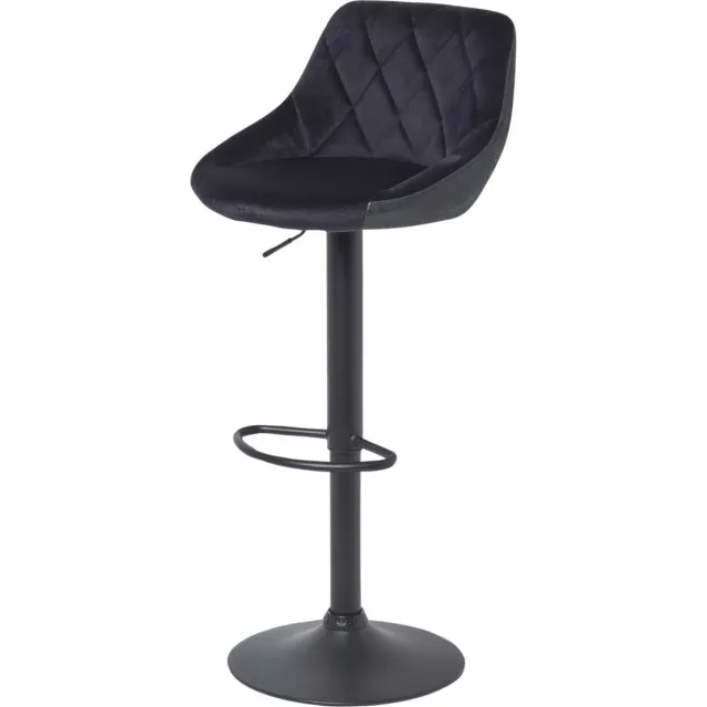 Homescapes Barkruk Henley - fluwelen barkruk in hoogte verstelbaar 97cm - zwart