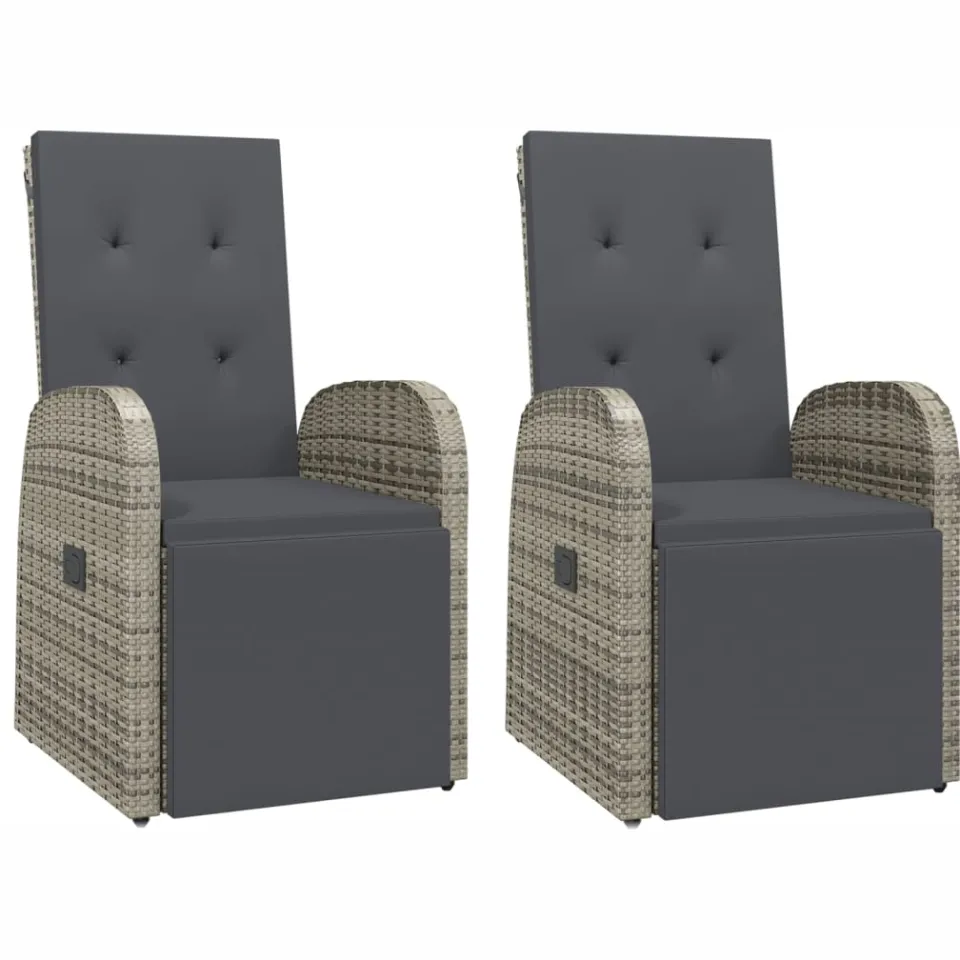vidaXL 3-delige Tuinset met kussens poly rattan grijs, foto 3