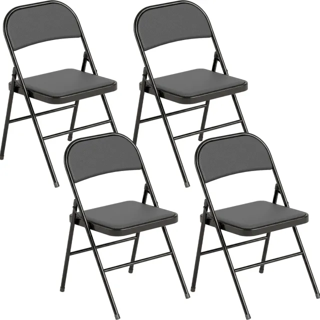 Homona Klappstoel set van 4 - Opvouwbaar - Met kunstlederen bekleding - Stalen frame - 45 x 46 x 78 cm - Zwart