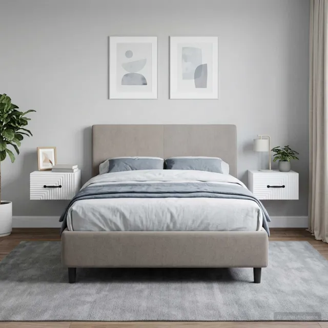 vidaXL Wandbeugel Bedkast 2 st Wit 34,5 x 33 x 20 cm Bewerkt hout, foto 2