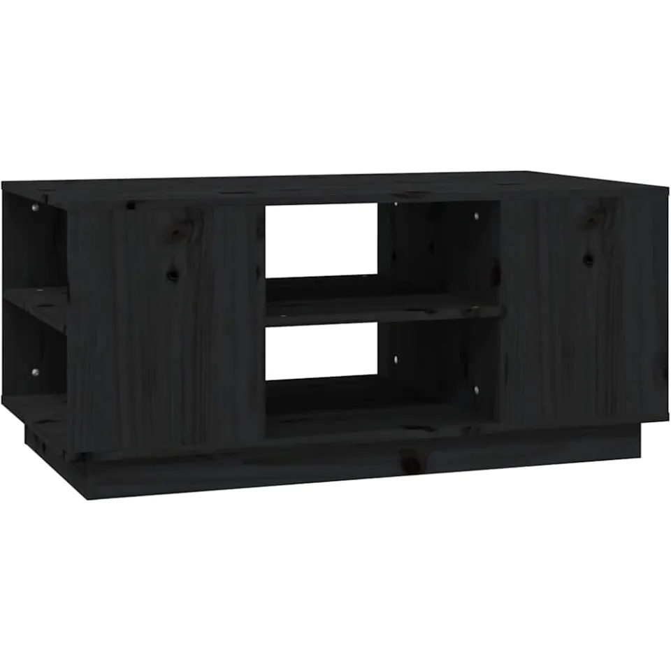 vidaXL Salontafel 90x49x40,5 cm massief grenenhout zwart