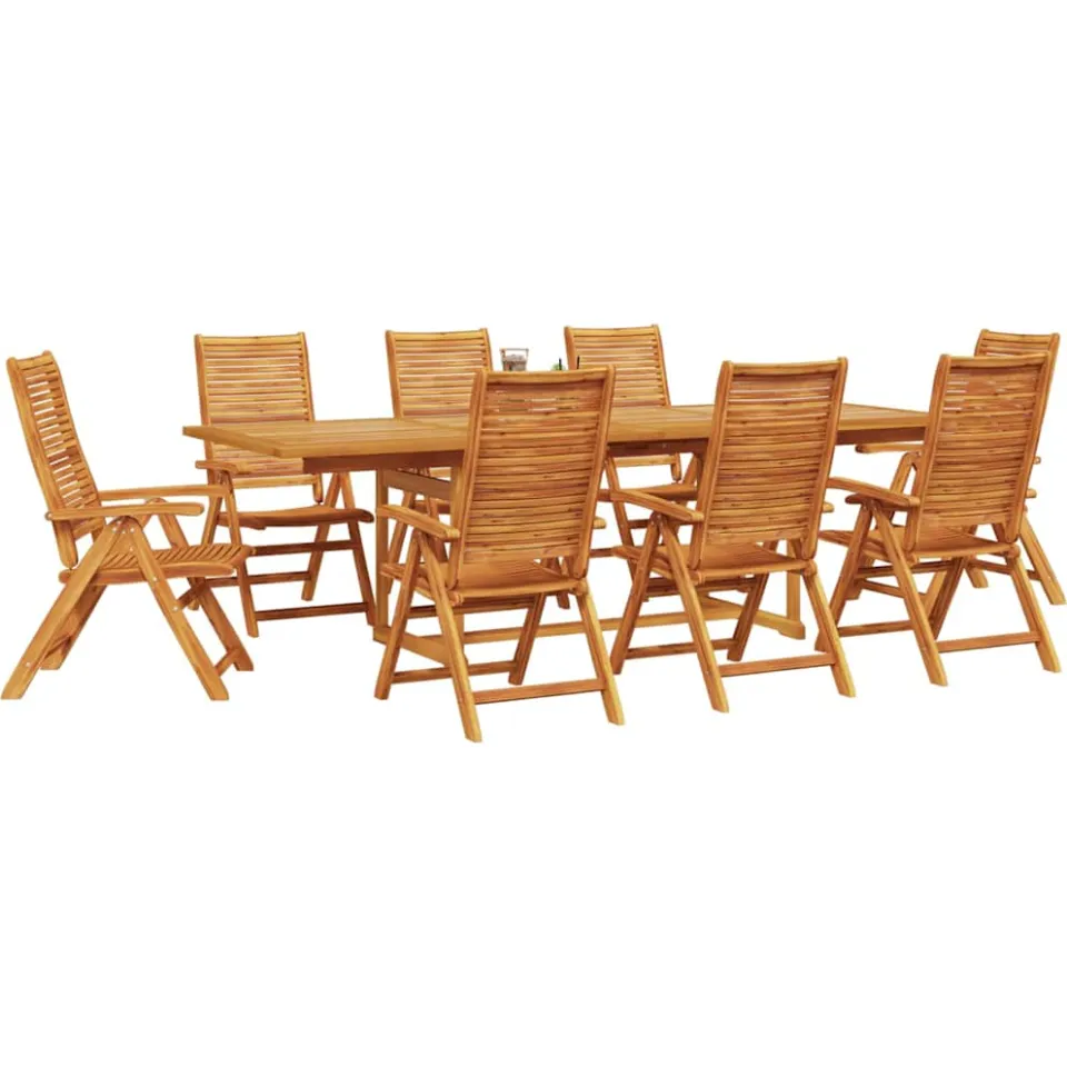 vidaXL Tuin eettafelset 9 st Bruin Massief Acaciahout