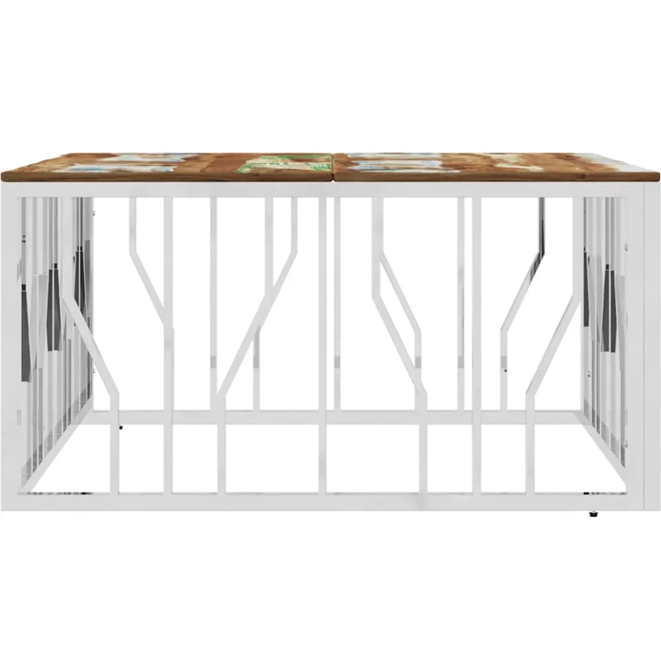 vidaXL Salontafel roestvrij staal en massief gerecycled hout zilver