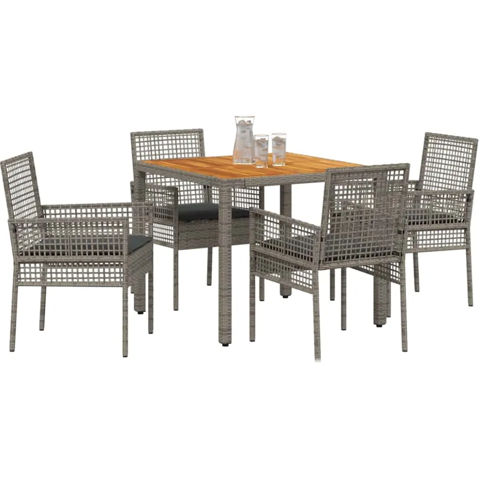 vidaXL Tuin eettafelset 5 st Grijs poly rattan, foto 2