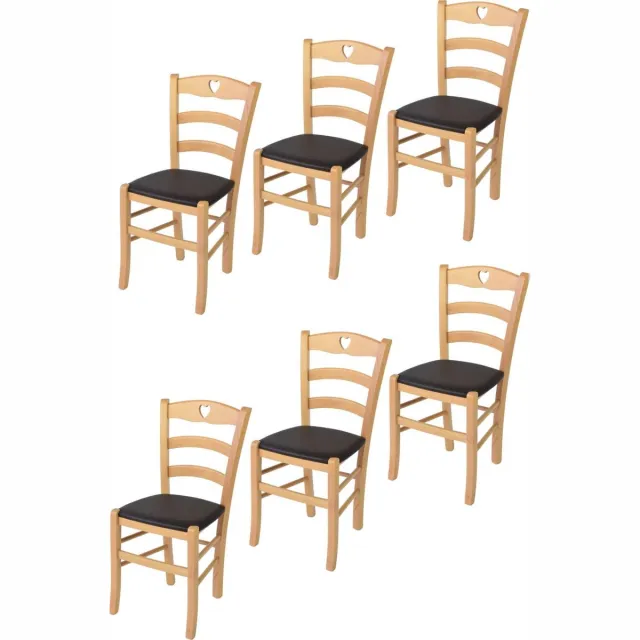 t m c s Tommychairs Cuore - Eetkamerstoelen - Set van 2 - Naturel - Stof & Hout