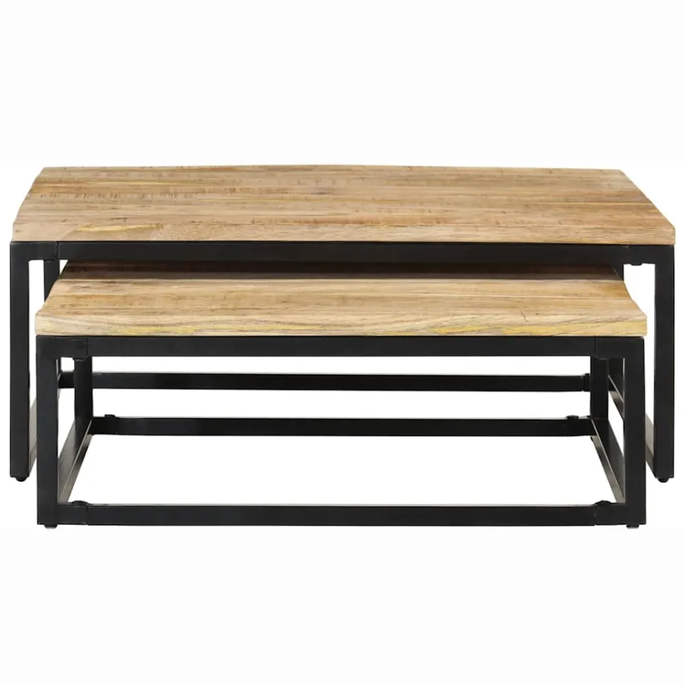 vidaXL 2-delige Salontafelset massief mangohout bruin, foto 3