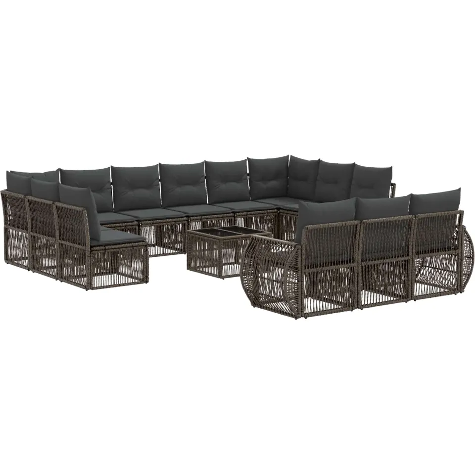 vidaXL Tuinbankenset 14 st Grijs en Donkergrijs poly rattan, foto 3