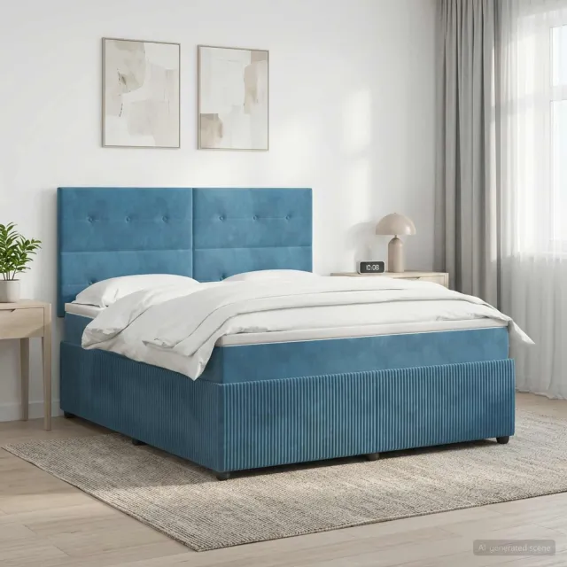 vidaXL Boxspringbed met matras Blauw 180 x 200 cm Fluweel