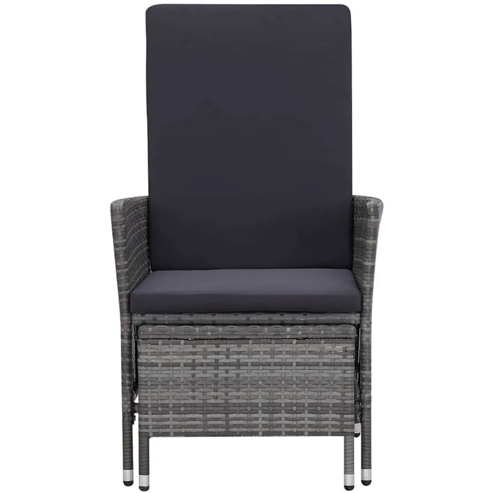 vidaXL 3-delige Loungeset met kussens poly rattan grijs, foto 4