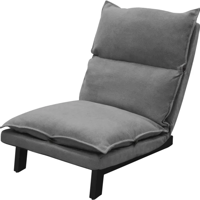 ml-design comfort vloerstoel grijs verstelbare rugleuning linnen hoes robuust metalen frame zitkussen voor op de grond lage loungebank ideaal als relaxzetel meditatiestoel en vloerkussen geschikt voor tv-gaming woonkamer buiten strand leesstoel