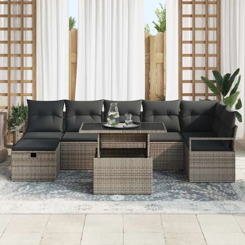 vidaXL Tuin Sofa Set 8 st poly rattan bruin, foto 3