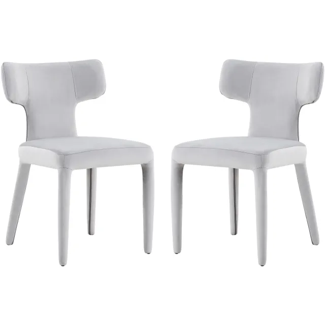SONNENH Eetkamerstoelen set van 2 met T-vormige rug - Stoffen bekleding en metalen poten - Lichtgrijs