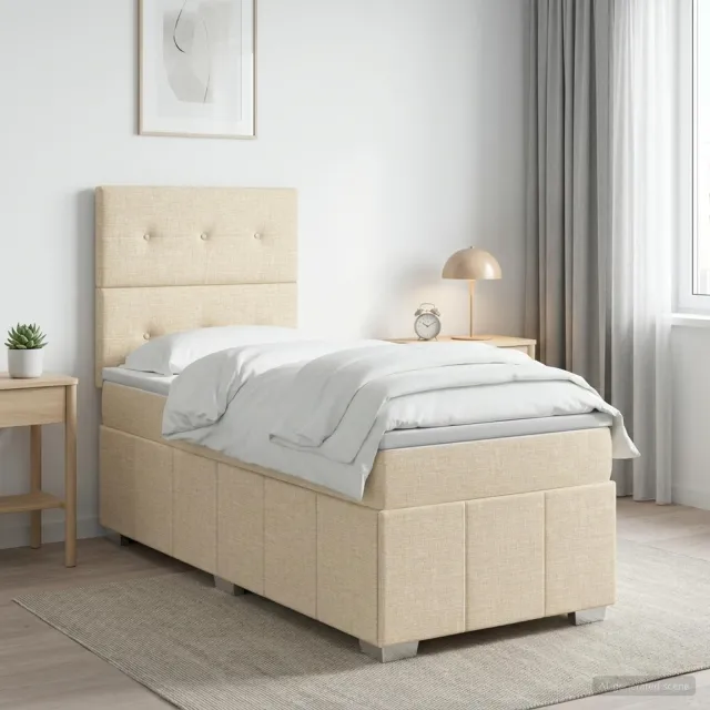 vidaXL Boxspringbed met matras Crèmekleurig 90 x 200 cm Stof