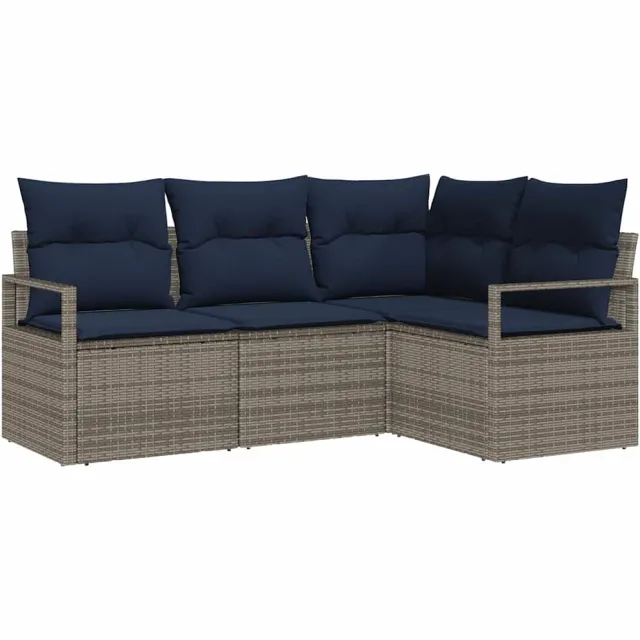 vidaXL Bankstel 4 st Grijs poly rattan, foto 2