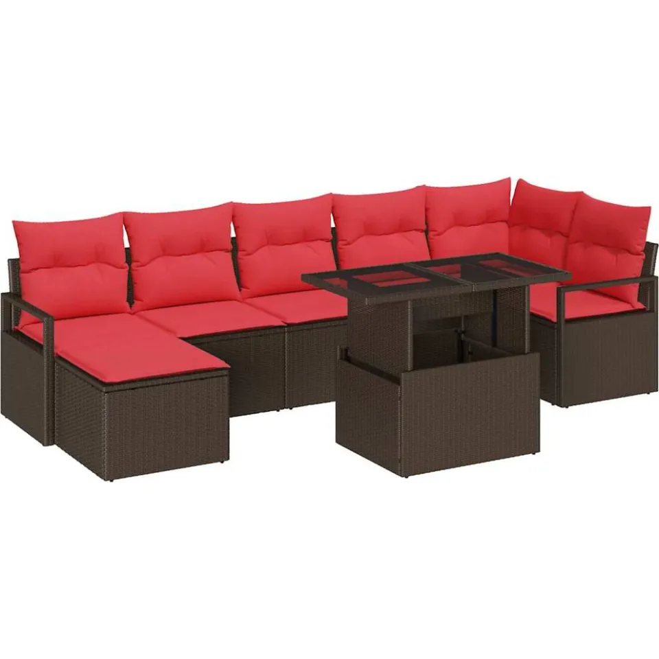 vidaXL Tuin Sofa Set 8 st Bruin Poly riet