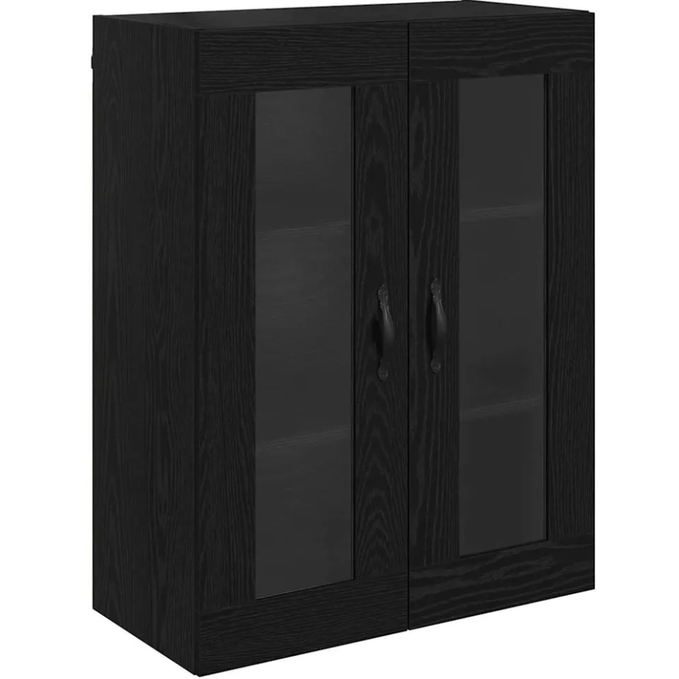 vidaXL Wandkast Zwart Eiken 69,5 x 34 x 90 cm Geengineerd Hout en Glas, foto 3