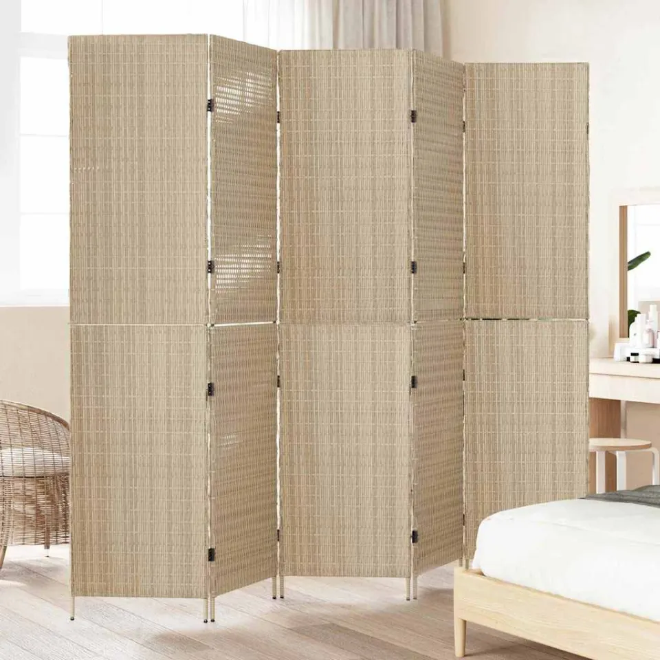 vidaXL Kamerverdeler Beige 242 x 180 cm poly rattan, foto 4