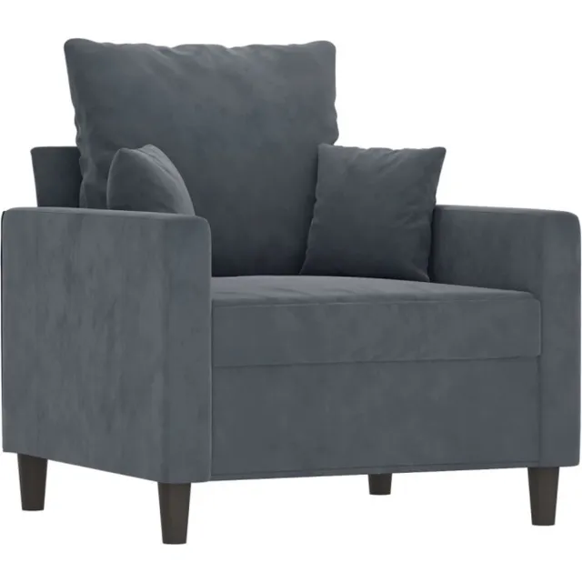 vidaXL Fauteuil - met - voetenbank - 60 - cm - fluweel - donkergrijs