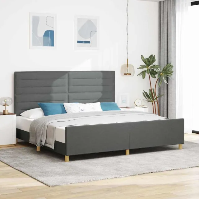 vidaXL Bedframe met hoofdeinde Donkergrijs 200 x 200 cm Stof