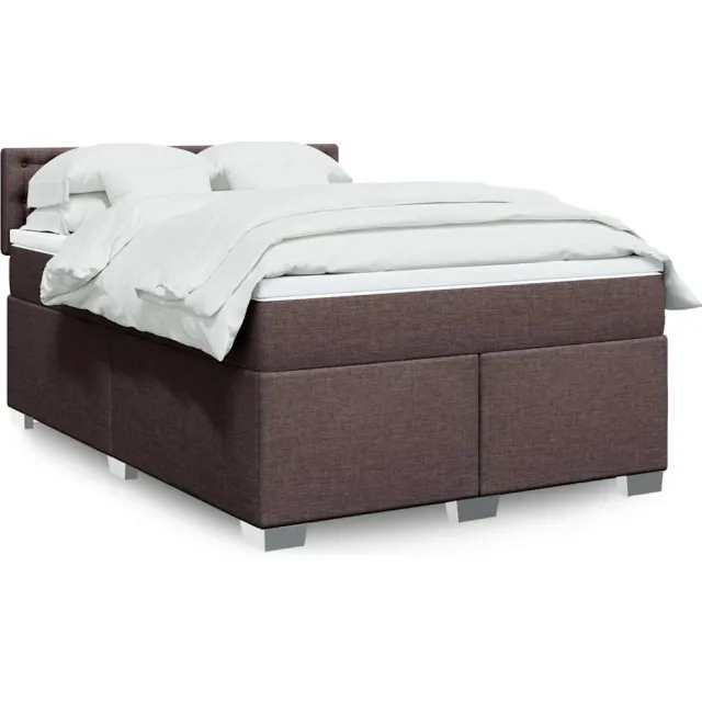 vidaXL Boxspring met matras stof donkerbruin 140x190 cm bruin