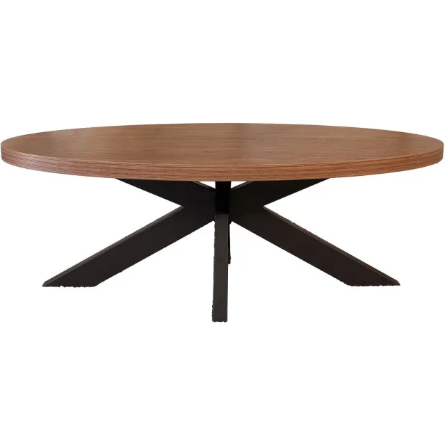 Lizzely Garden & Living Salontafel ovaal bruin melamine 130cm Denzel ovale bijzettafel side table