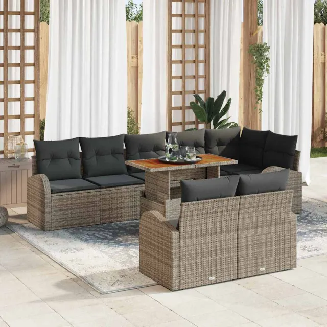 vidaXL Tuin Sofa Set 9 st Grijs Poly riet