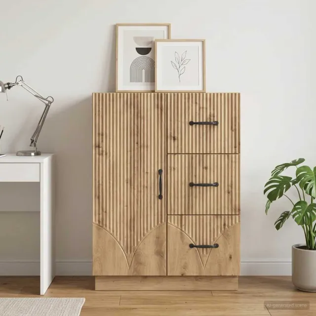 vidaXL Dressoir Artisanaal eiken 66 x 34,5 x 87 cm Bewerkt hout Bruin