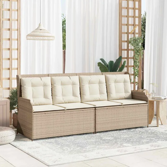vidaXL Tuinbank 2-zits Beige en Crème Wit poly rattan, foto 2