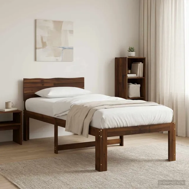 vidaXL Eenpersoonsbed met hoofdbord ROSTOCK Donkerbruin 100 x 200 cm bruin