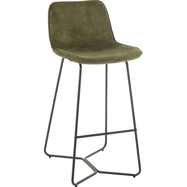 J-Line barstoel Laurent - metaal/textiel - groen - 2 stuks