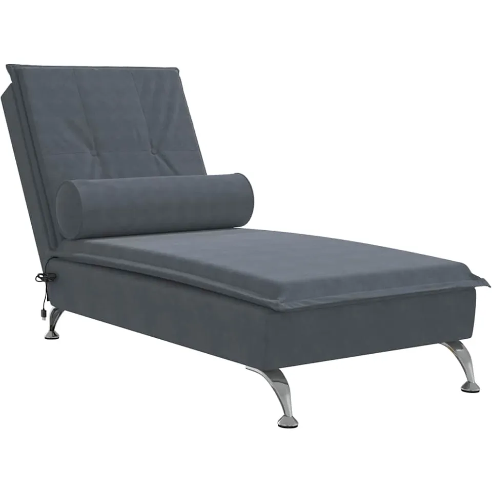 vidaXL Massage chaise longue met bolster fluweel donkergrijs