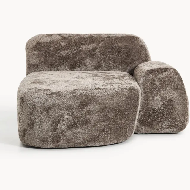 Westwing Collection Teddy bouclé chaise-hoekmodule Wolke Taupe